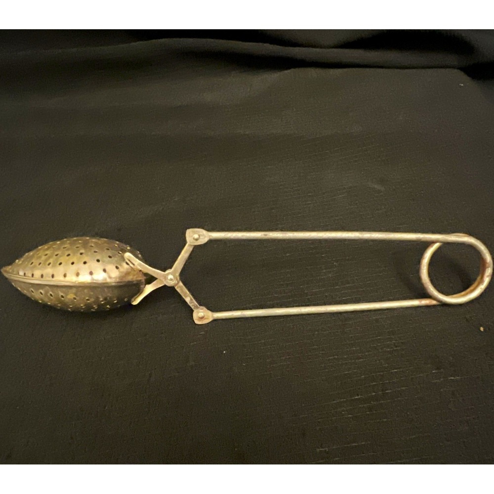 Vintage Metal Tea Infuser Strainer Tongs Scissor Handle Tea Ball
